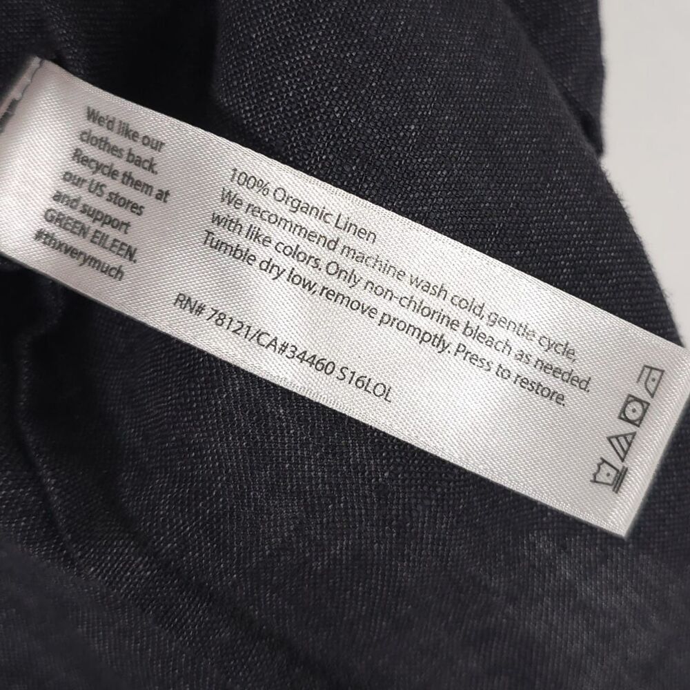 EILEEN FISHER Women's Top Blouse SMALL 100% Organic Linen Dark Blue Shirt S16LOL - Picture 7 of 8